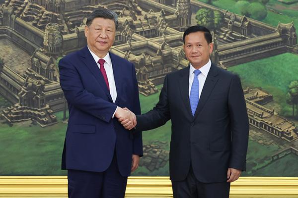 習(xí)近平同柬埔寨首相洪瑪奈舉行會(huì)談