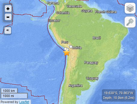 智利西北部海域發(fā)生8.0級(jí)地震多國發(fā)布海嘯預(yù)警