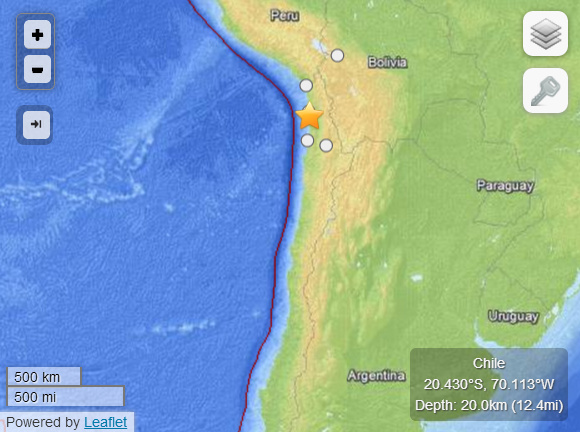 智利地震上調(diào)為7.8級對智利秘魯發(fā)布海嘯預警